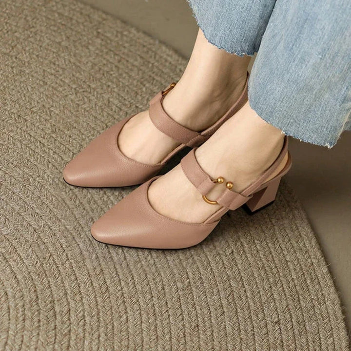 Clara | Women's  Toe Slingback Block Heel Mary Jane Heels