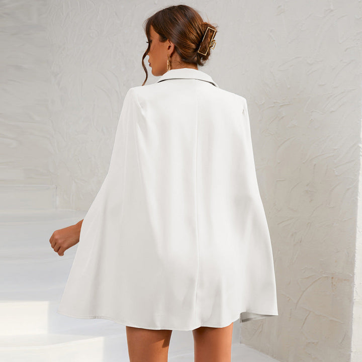 Lauren | Women’s Cape Blazer Mini Dress Gold Buttons