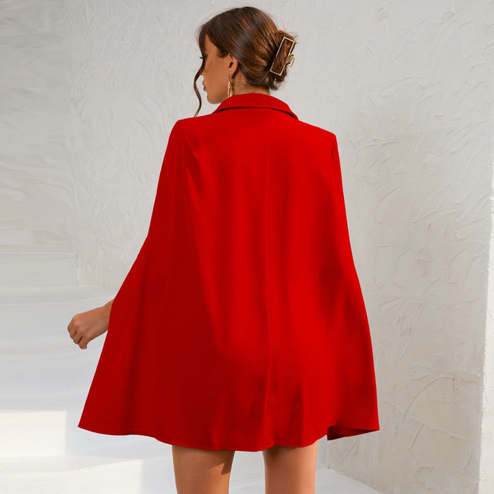 Madeline | Women Double Breasted Cape Dress with Belt