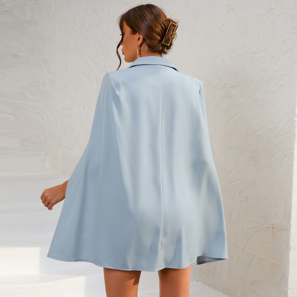 Lauren | Women’s Cape Blazer Mini Dress Gold Buttons