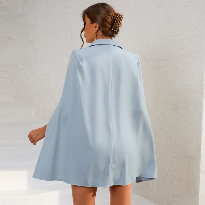 Lauren | Women’s Cape Blazer Mini Dress Gold Buttons