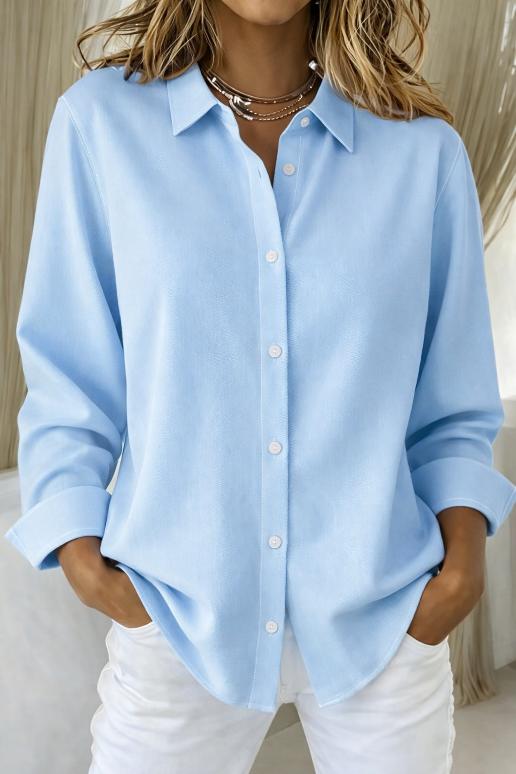 Grace | Women Casual Button Front Relaxed Fit Blouse