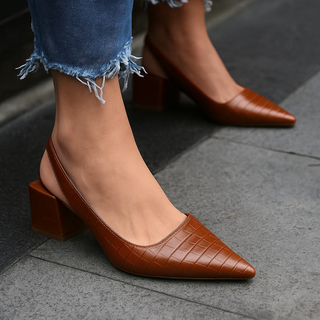 Ivy | Women’s Pointed Toe Slingback Low Heel Pumps