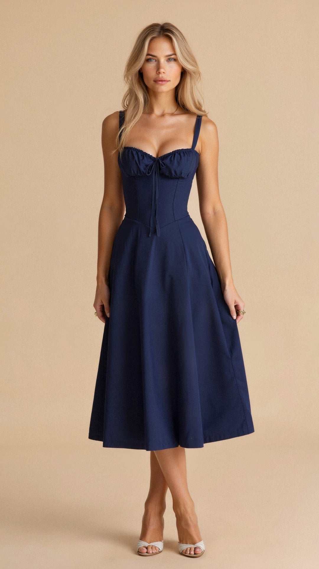 Emily | Women’s Corset Midi Dress Flowing Skirt