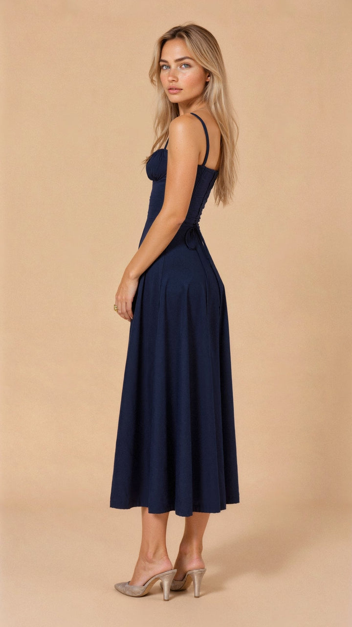 Emily | Women’s Corset Midi Dress Flowing Skirt