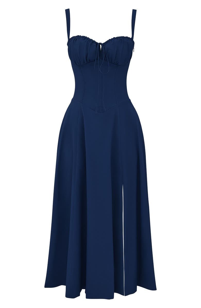 Emily | Women’s Corset Midi Dress Flowing Skirt