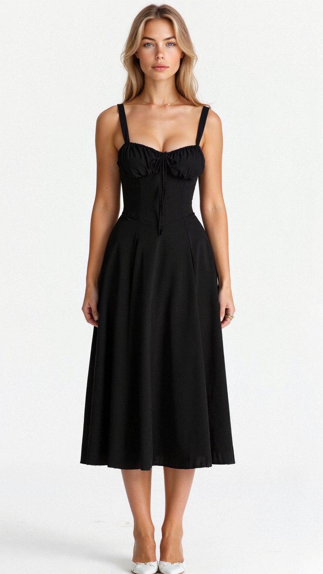 Emily | Women’s Corset Midi Dress Flowing Skirt