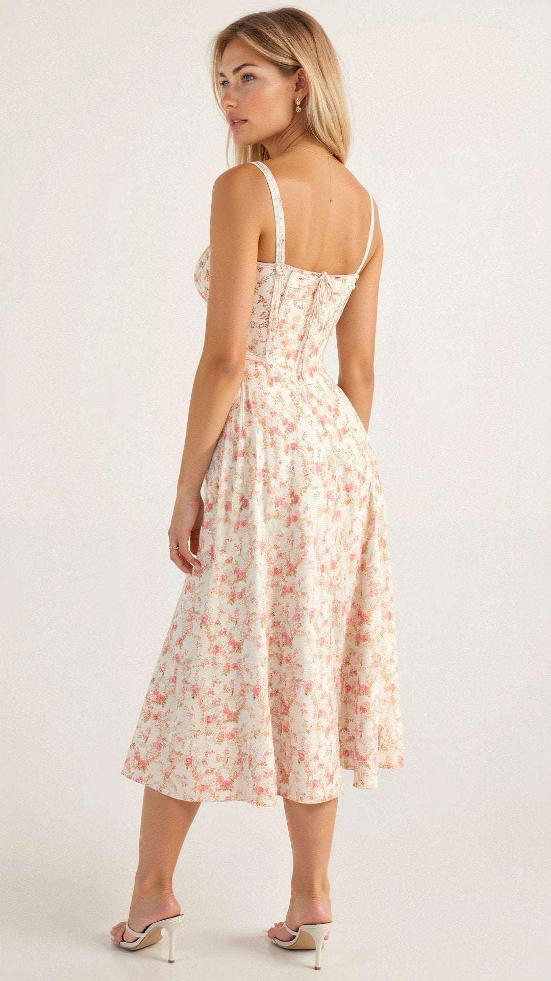 Emily | Women’s Corset Midi Dress Flowing Skirt