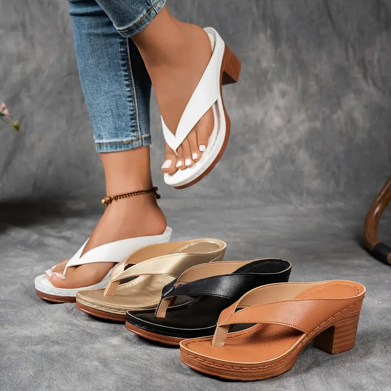 Clara | Women Elegant Low Heel Flip Flop Sandals
