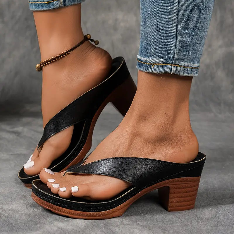 Clara | Women Elegant Low Heel Flip Flop Sandals