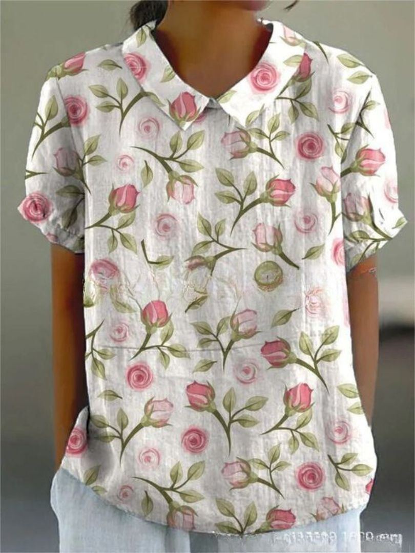 Isabelle | Women’s Floral Print Collared Casual Top