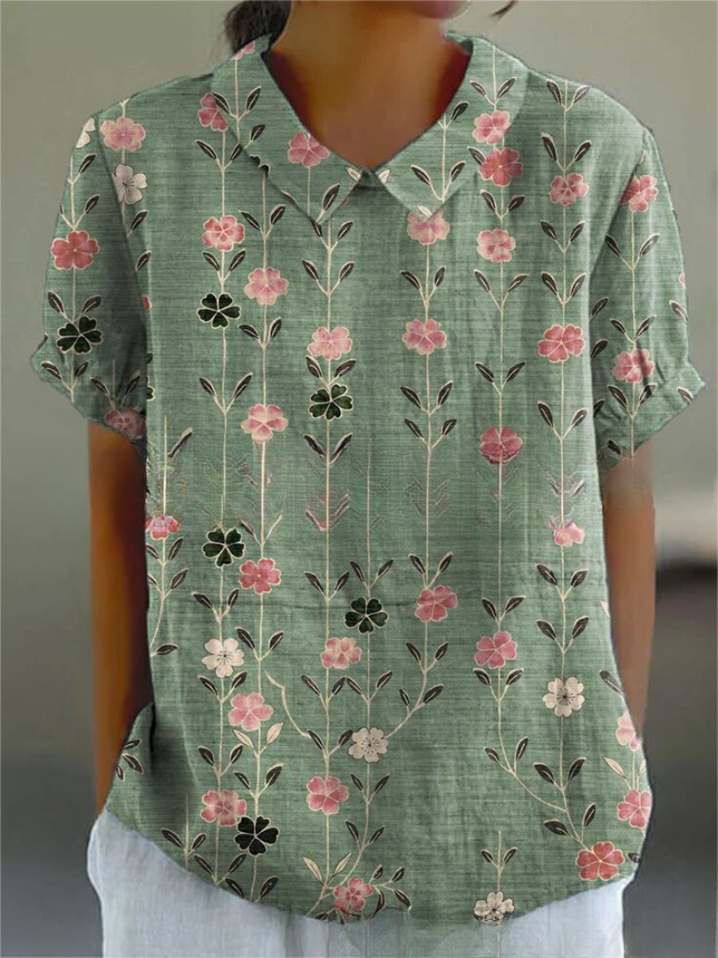 Isabelle | Women’s Floral Print Collared Casual Top