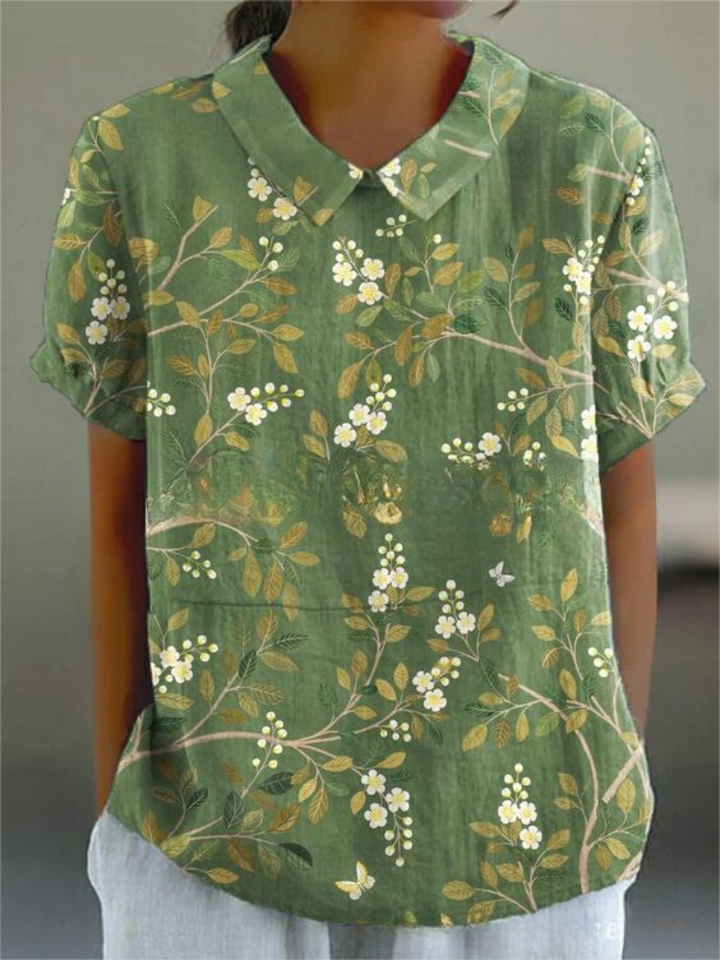 Isabelle | Women’s Floral Print Collared Casual Top