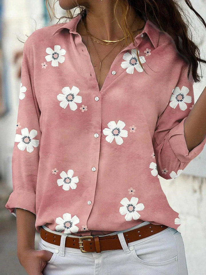 Ella | Women's Floral Button Up Long Sleeve Shirt Top