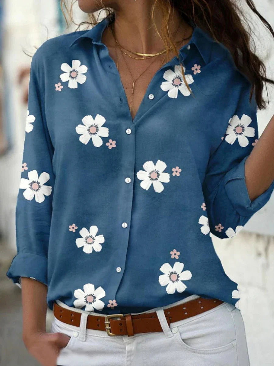 Ella | Women's Floral Button Up Long Sleeve Shirt Top