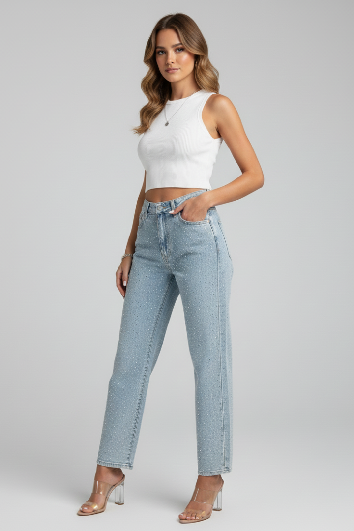 Kate | Women’s High-Waist Shimmer Straight-Leg Jeans
