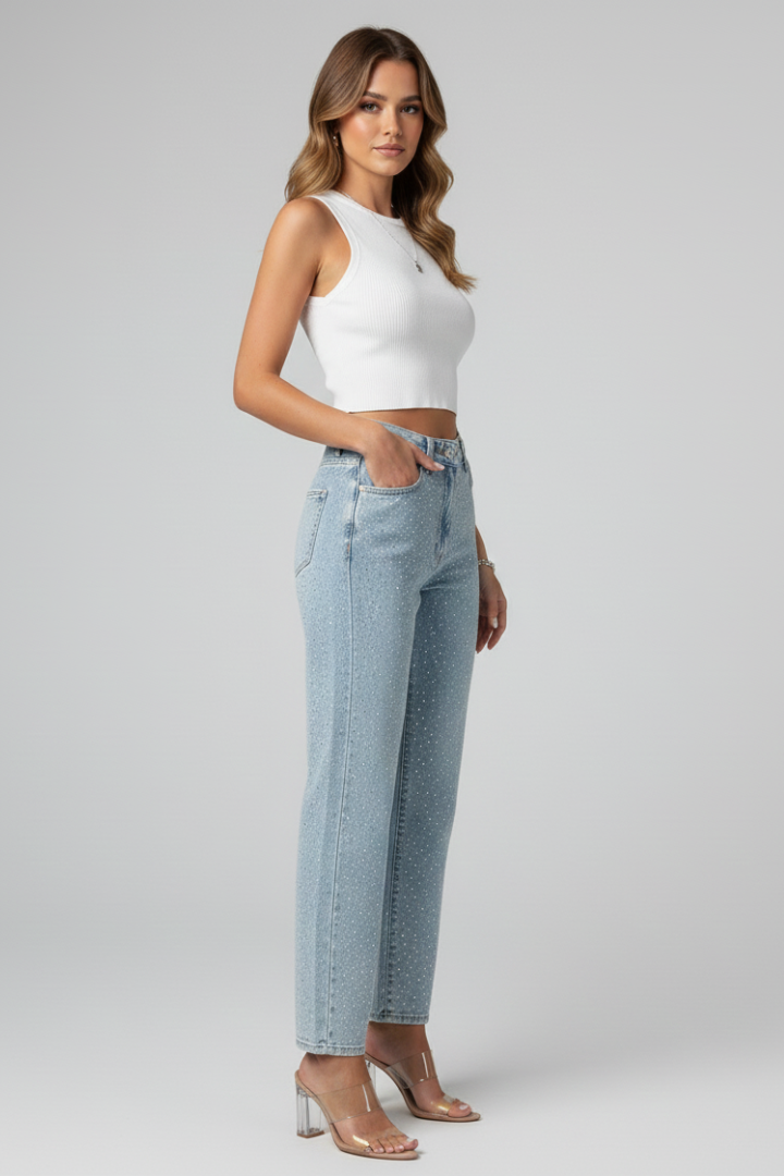 Kate | Women’s High-Waist Shimmer Straight-Leg Jeans