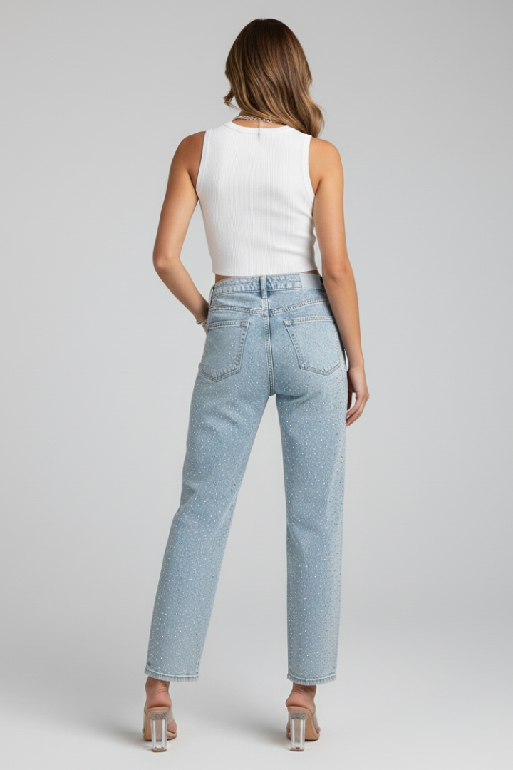 Kate | Women’s High-Waist Shimmer Straight-Leg Jeans