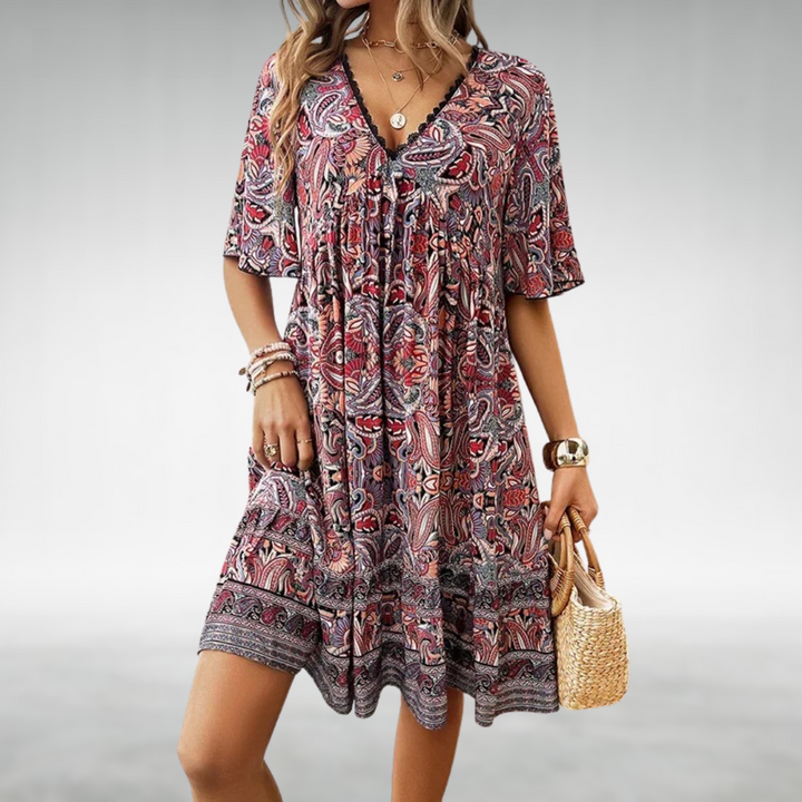 Erica | Women Summer Boho Paisley Mini Dress