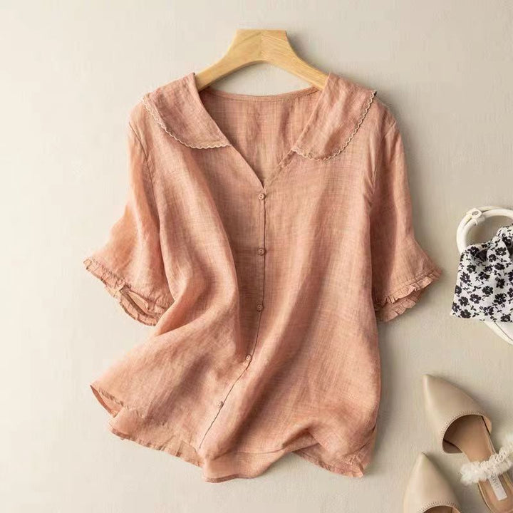 Eloise | Women’s Button Front Short Sleeve Top