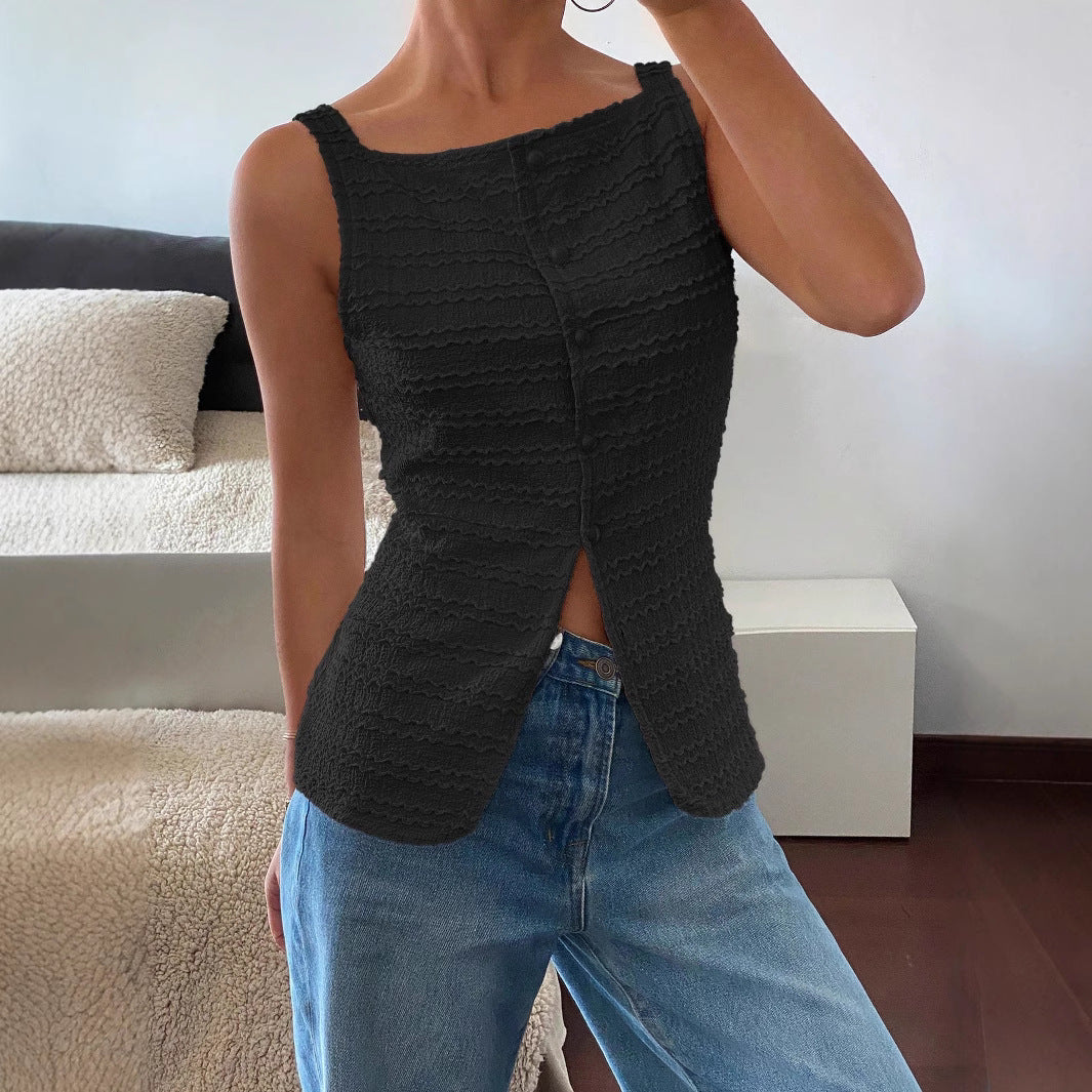 Emily | Women Spring Sleeveless Button Front Top