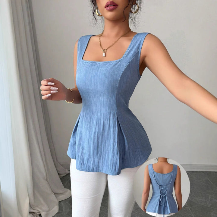 Florence | Women Spring Sleeveless Square Neck Peplum Top