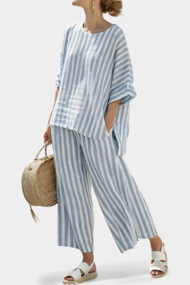 Emma | Womens Striped Two Piece Pants Set