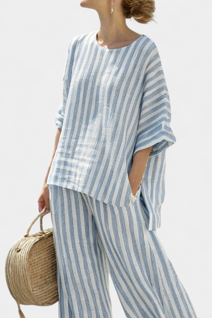 Emma | Womens Striped Two Piece Pants Set