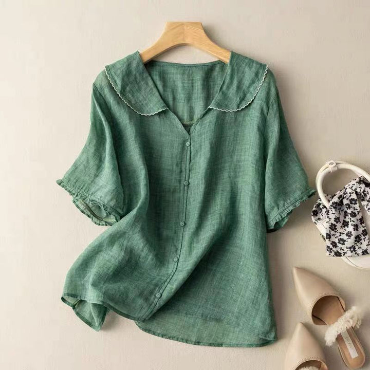Eloise | Women’s Button Front Short Sleeve Top