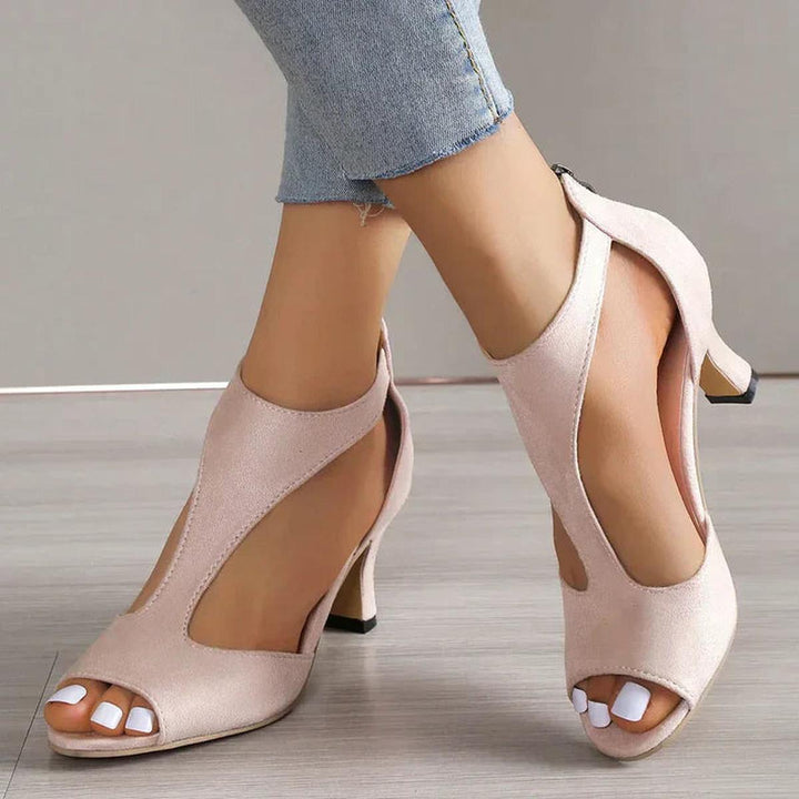 Katie | Women Open Toe Mid Heel Dressy Heels