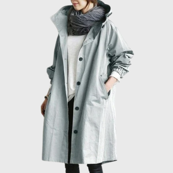 Catherine | Women Casual Hooded Longline Button Coat