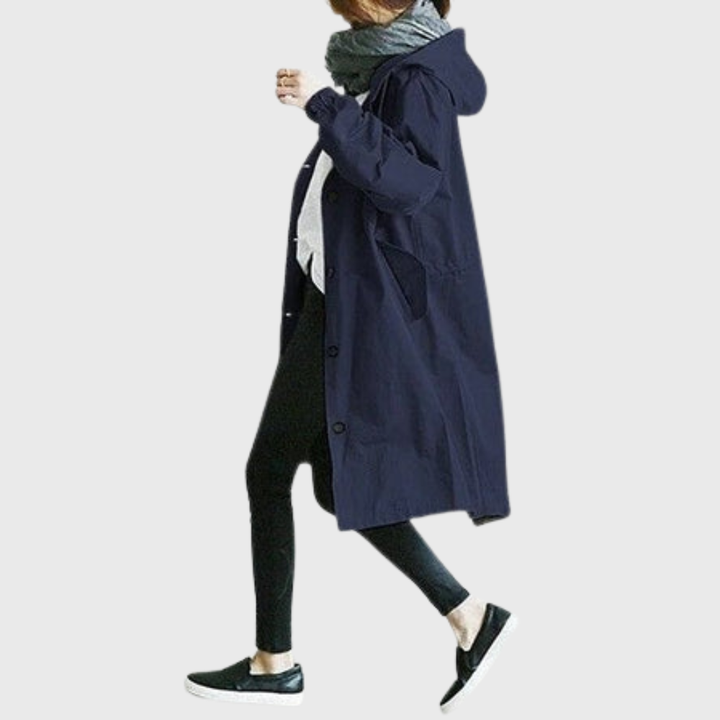 Catherine | Women Casual Hooded Longline Button Coat