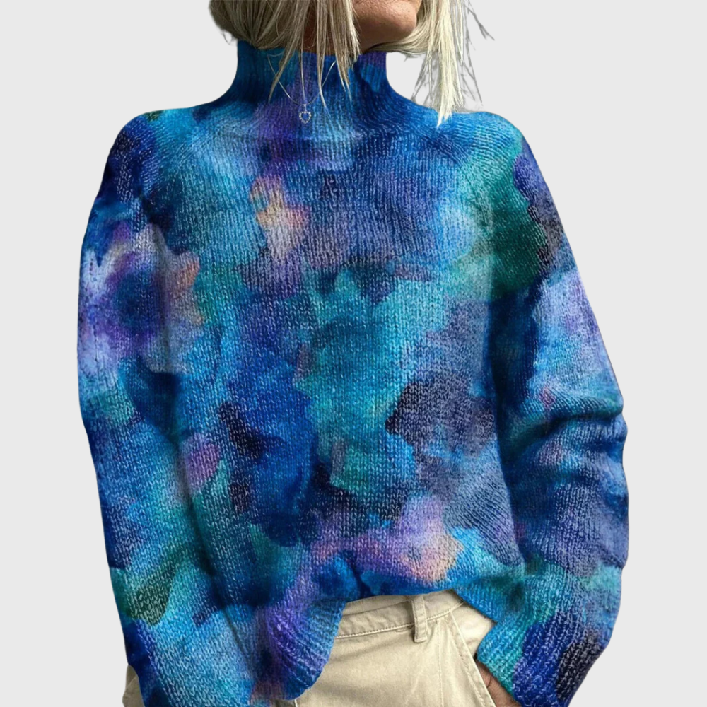 Eva | Women Forest Print Turtleneck Cozy Sweater