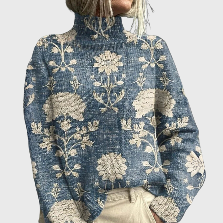 Eva | Women Forest Print Turtleneck Cozy Sweater