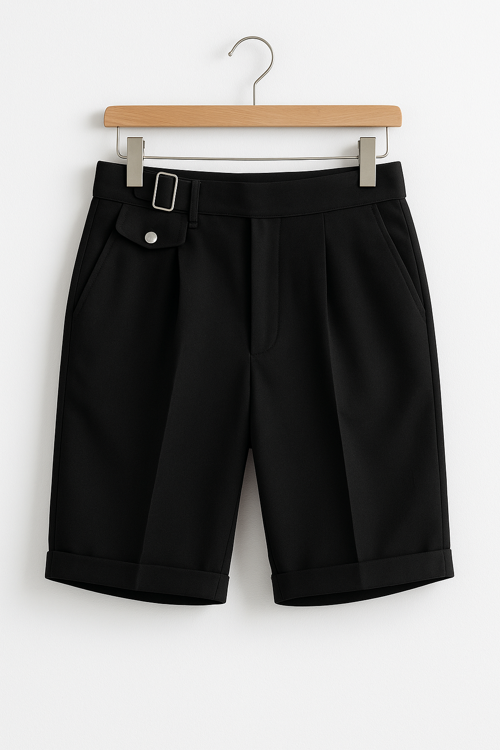 Jamie | Men’s Pleated Tailored Shorts Side Buckles