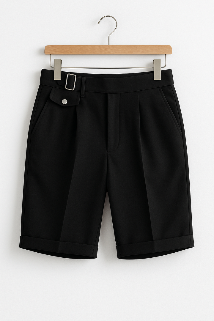 Jamie | Men’s Pleated Tailored Shorts Side Buckles