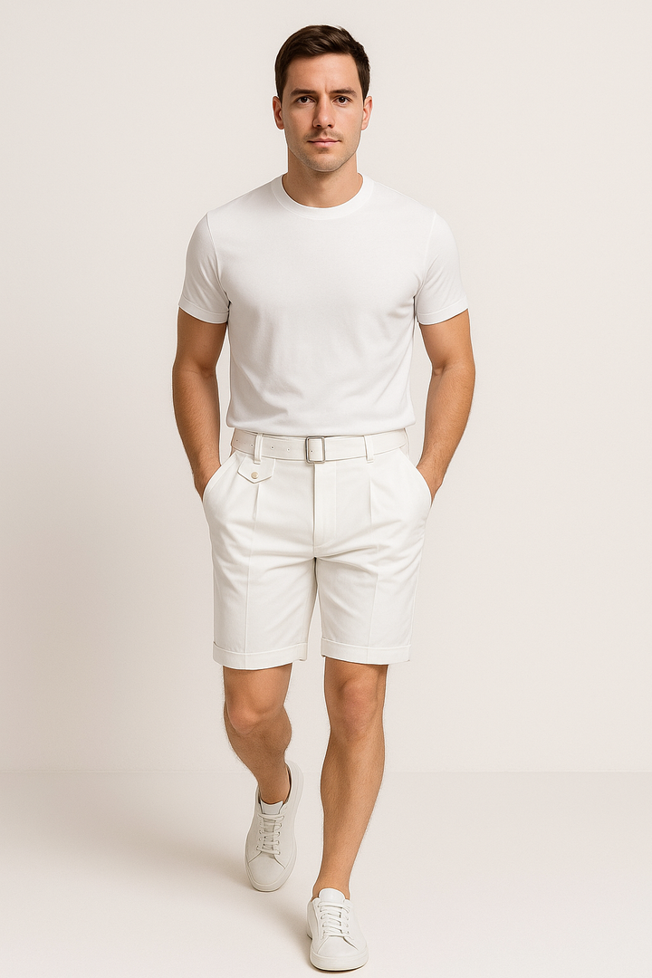 Jamie | Men’s Pleated Tailored Shorts Side Buckles
