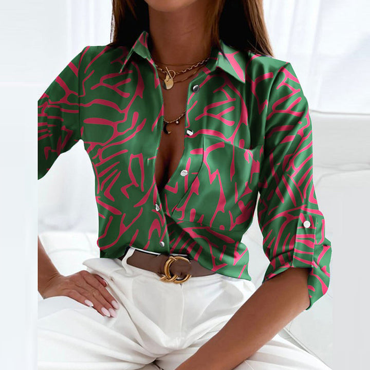 Darcey | Women's Printed Long Sleeve Button Top
