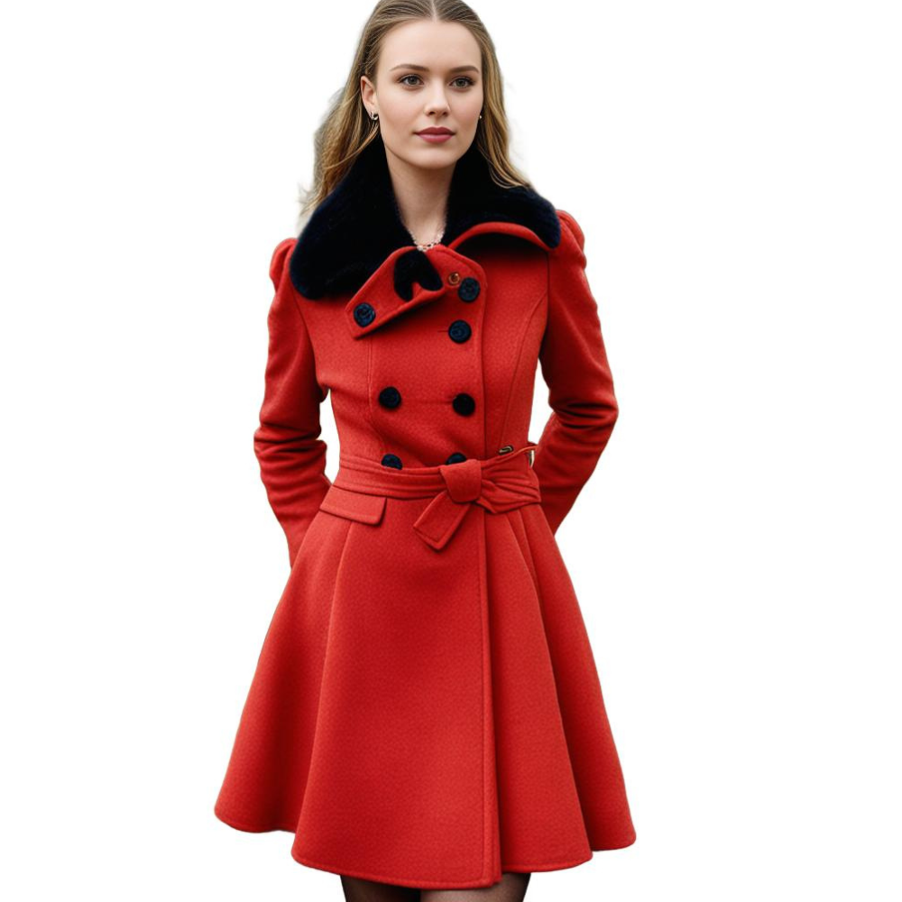 Lydia | Women’s Elegant Waist Tie Short Dress Coat