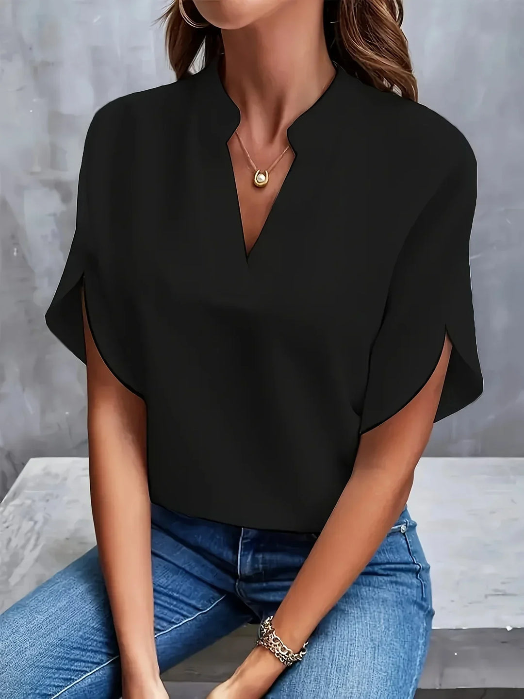 Bianca | Women Elegant Split Sleeve V Neck Blouse