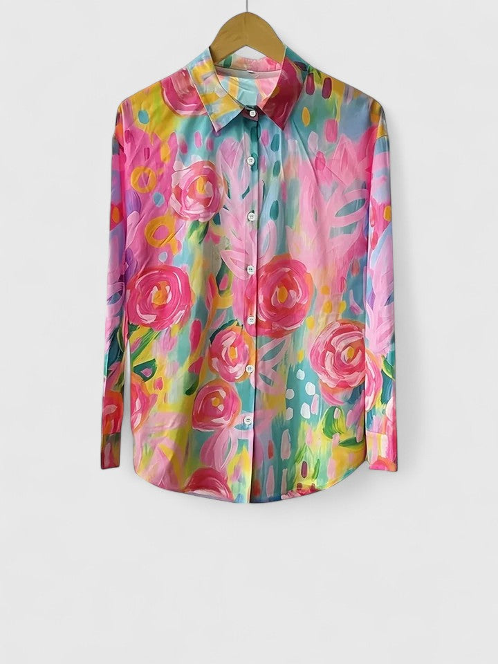 Nancy | Womens Colorful Floral Button Shirt