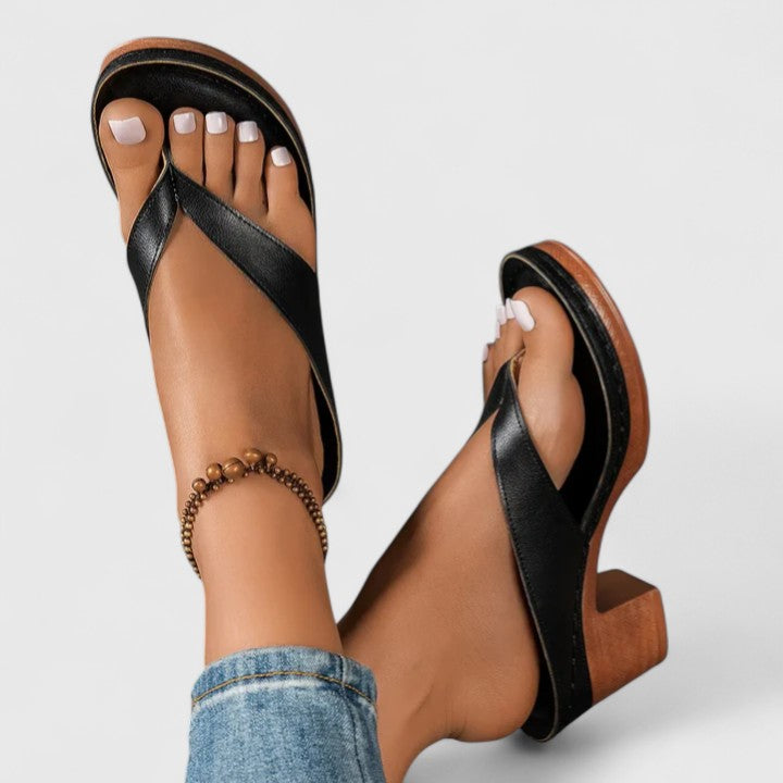 Catherine | Womens Chunky Heel Thong Sandals
