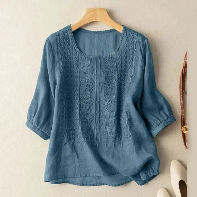 Freya | Women Embroidered Round Neck Blouse
