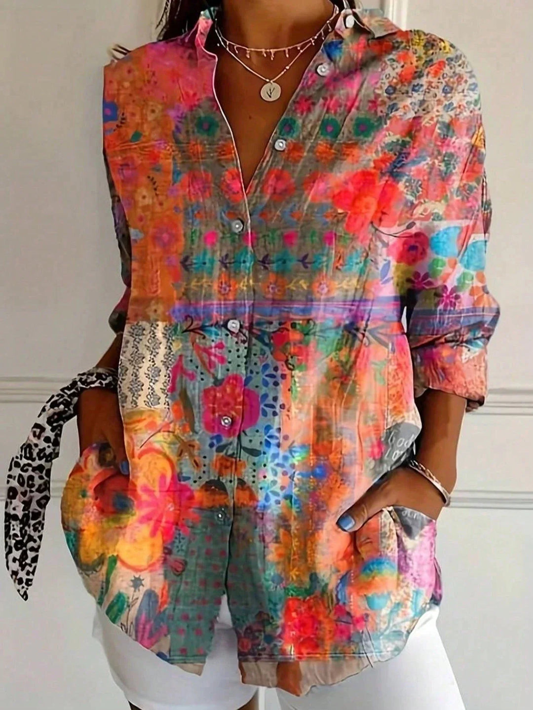 Abigail | Women Colorful Floral Button Front Blouse