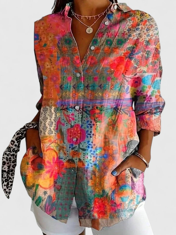 Nancy | Womens Colorful Floral Button Shirt