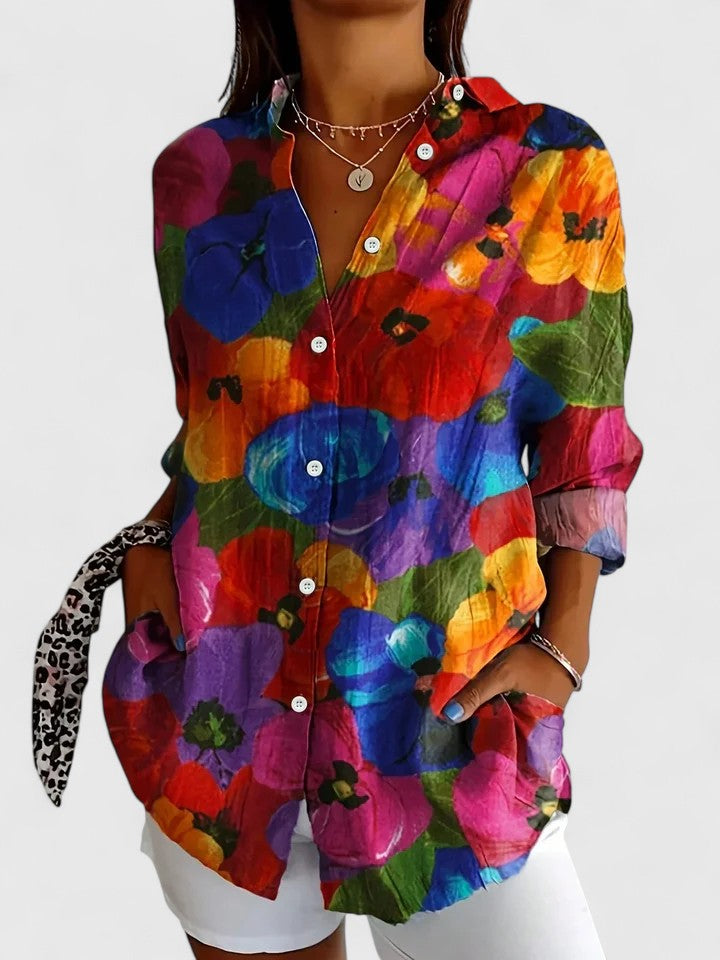 Nancy | Womens Colorful Floral Button Shirt