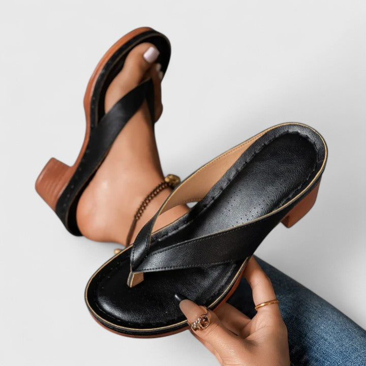 Catherine | Womens Chunky Heel Thong Sandals