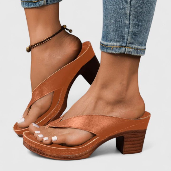 Catherine | Womens Chunky Heel Thong Sandals