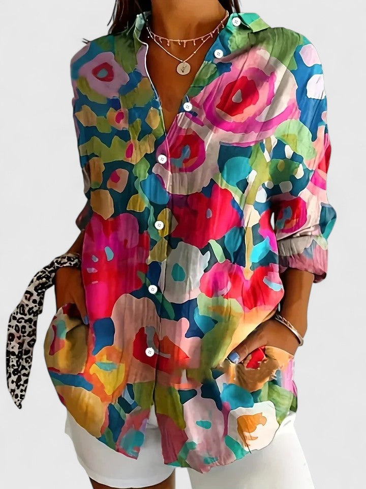 Nancy | Womens Colorful Floral Button Shirt