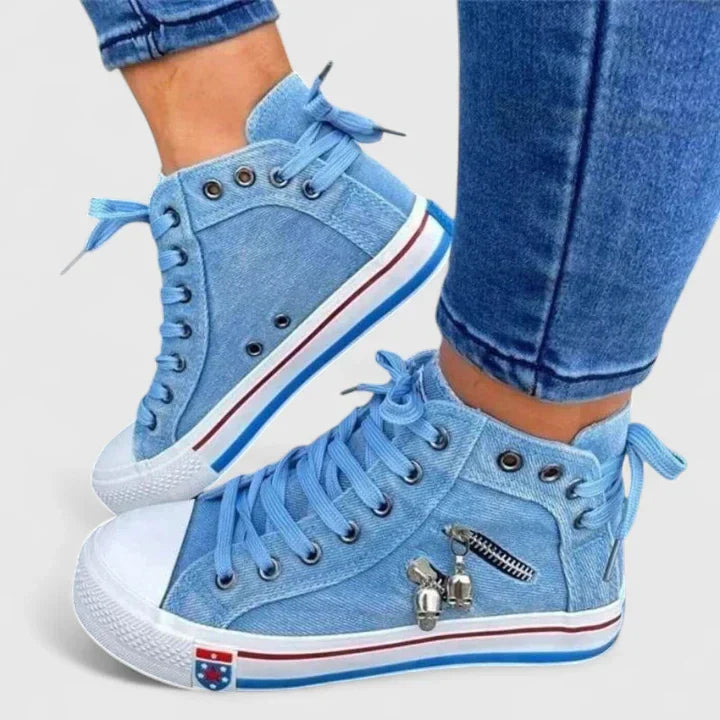 Katie | Womens Denim High Top Sneakers